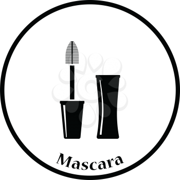 Mascara icon. Thin circle design. Vector illustration.