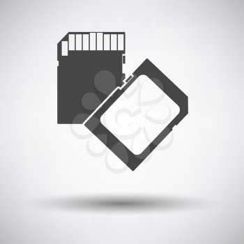 Memory card icon on gray background, round shadow. Vector illustration.