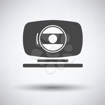 Webcam icon on gray background, round shadow. Vector illustration.