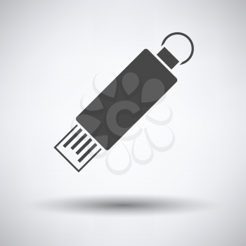 USB flash icon on gray background, round shadow. Vector illustration.