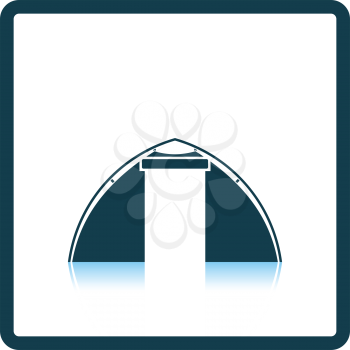 Touristic tent  icon. Shadow reflection design. Vector illustration.