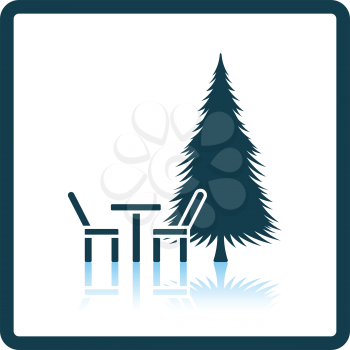 Park seat and pine tree icon. Shadow reflection design. Vector illustration.