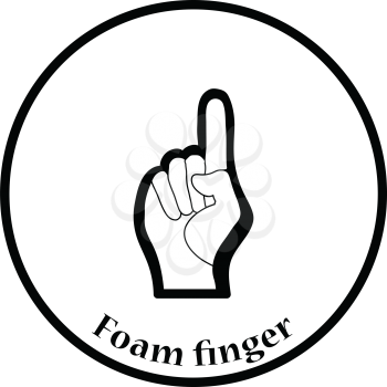 Fan foam hand with number one gesture icon. Thin circle design. Vector illustration.