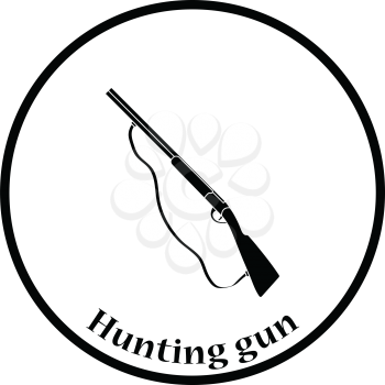Hunting gun icon. Thin circle design. Vector illustration.