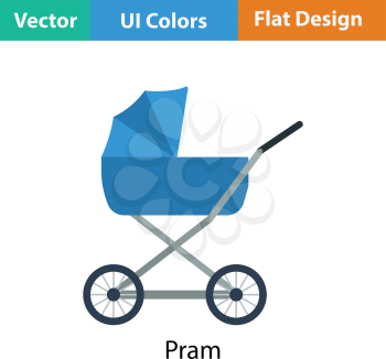 Pram icon. Flat color design. Vector illustration.