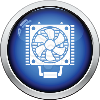 CPU Fan icon. Glossy button design. Vector illustration.