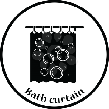 Bath curtain icon. Thin circle design. Vector illustration.