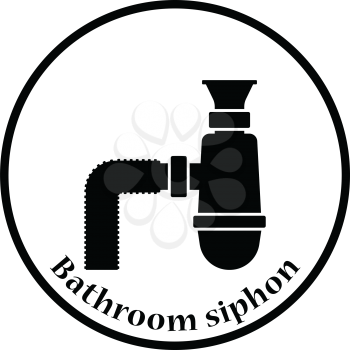 Bathroom siphon icon. Thin circle design. Vector illustration.
