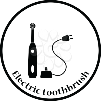 Electric toothbrush icon. Thin circle design. Vector illustration.