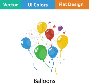 Party balloons and stars icon. Flat color design. Vector illustration.