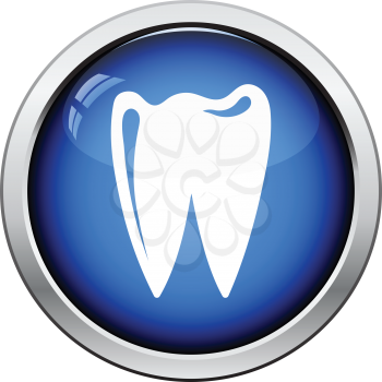 Tooth icon. Glossy button design. Vector illustration.