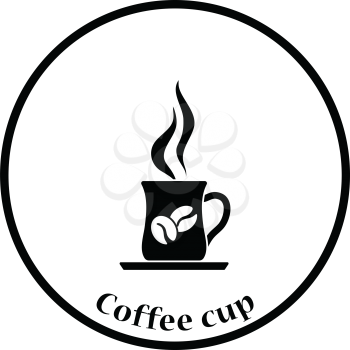 Coffee cup icon. Thin circle design. Vector illustration.