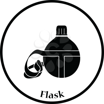 Touristic flask  icon. Thin circle design. Vector illustration.