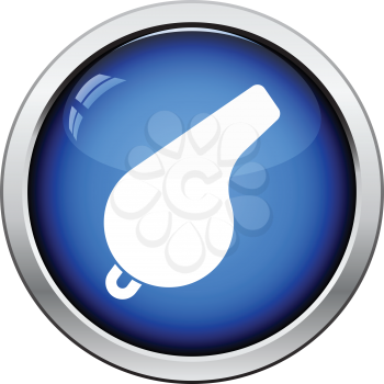 Whistle icon. Glossy button design. Vector illustration.