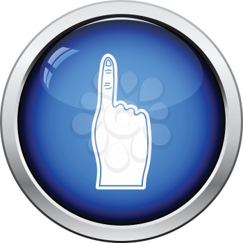 Fans foam finger icon. Glossy button design. Vector illustration.