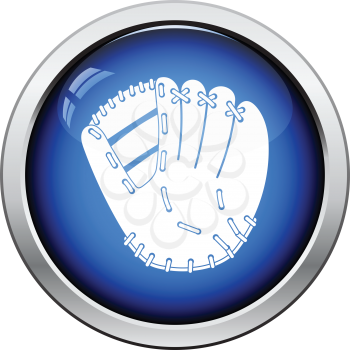 Baseball glove icon. Glossy button design. Vector illustration.