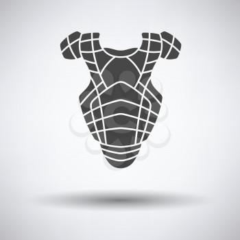 Baseball chest protector icon on gray background, round shadow. Vector illustration.