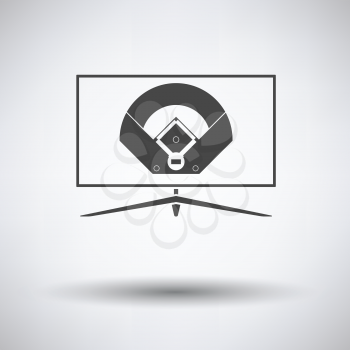 Baseball tv translation icon on gray background, round shadow. Vector illustration.