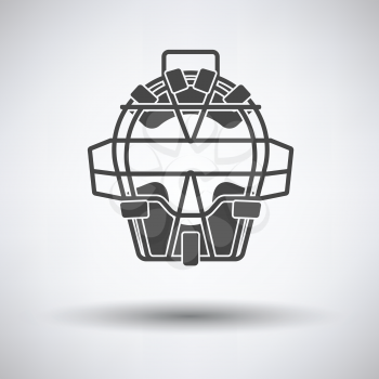 Baseball face protector icon on gray background, round shadow. Vector illustration.