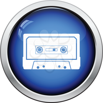 Audio cassette  icon. Glossy button design. Vector illustration.