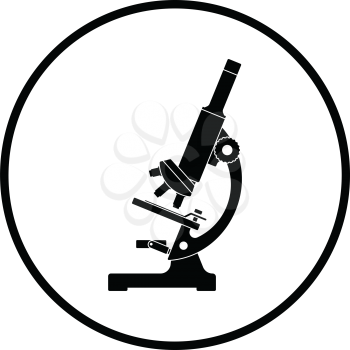 Icon of chemistry microscope. Thin circle design. Vector illustration.
