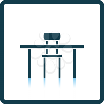 Icon of Table and chair. Shadow reflection design. Vector illustration.