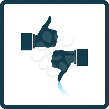 Icon of Like and dislike. Shadow reflection design. Vector illustration.