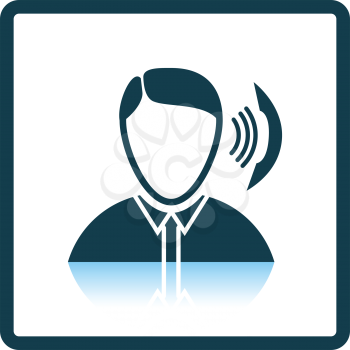 Businessman avatar making telephone call icon. Shadow reflection design. Vector illustration.