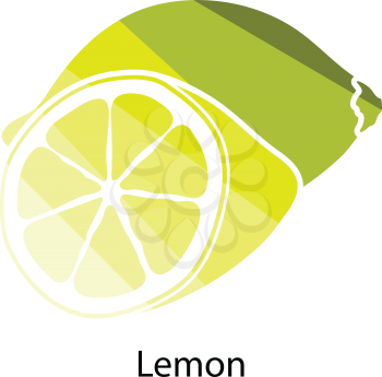 Lemon icon. Flat color design. Vector illustration.