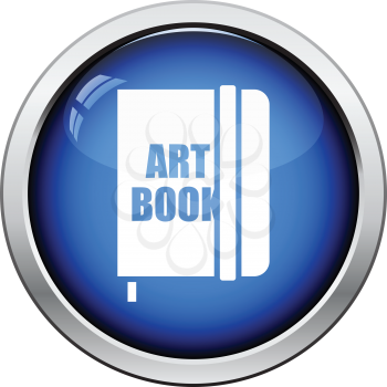 Sketch book icon. Glossy button design. Vector illustration.
