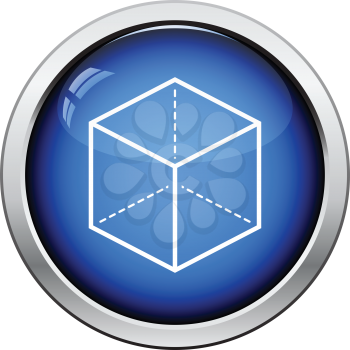 Cube with projection icon. Glossy button design. Vector illustration.