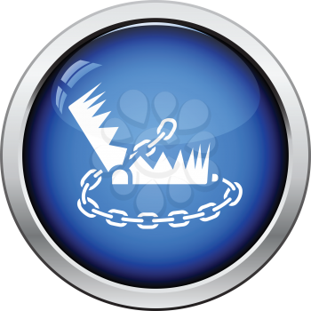 Bear hunting trap  icon. Glossy button design. Vector illustration.