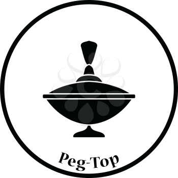 Peg-Top icon. Thin circle design. Vector illustration.