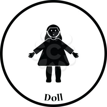 Doll toy icon. Thin circle design. Vector illustration.
