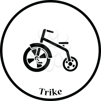 Baby trike icon. Thin circle design. Vector illustration.