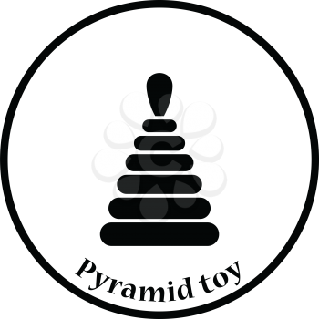 Pyramid toy icon. Thin circle design. Vector illustration.