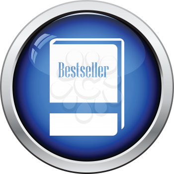 Bestseller book icon. Glossy button design. Vector illustration.