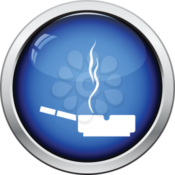 Cigarette in an ashtray icon. Glossy button design. Vector illustration.