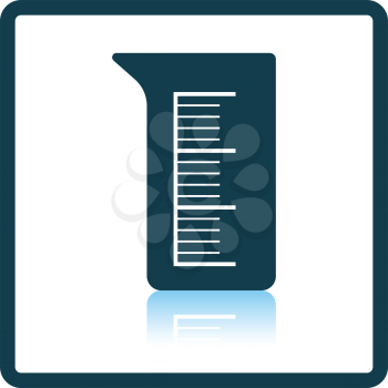 Icon of chemistry beaker. Shadow reflection design. Vector illustration.
