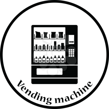 Food selling machine icon. Thin circle design. Vector illustration.