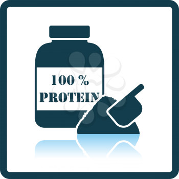 Icon of Protein conteiner. Shadow reflection design. Vector illustration.