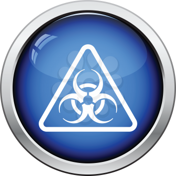 Icon of biohazard. Glossy button design. Vector illustration.