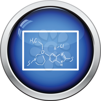 Icon of chemistry formula on classroom blackboard. Glossy button design. Vector illustration.