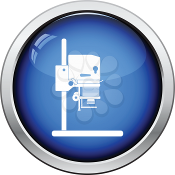 Icon of photo enlarger. Glossy button design. Vector illustration.