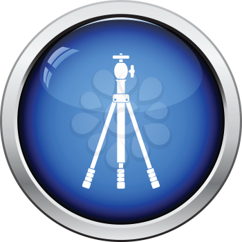 Icon of photo tripod. Glossy button design. Vector illustration.