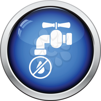 Water faucet with dropping water icon. Glossy button design. Vector illustration.