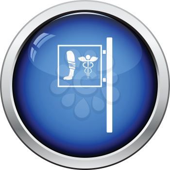 Vet clinic icon. Glossy button design. Vector illustration.