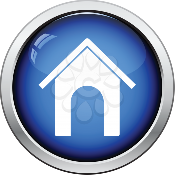 Dog house icon. Glossy button design. Vector illustration.