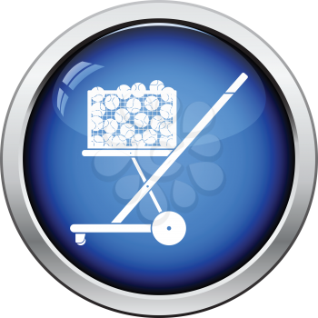 Tennis cart ball icon. Glossy button design. Vector illustration.