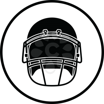 American football helmet icon. Thin circle design. Vector illustration.